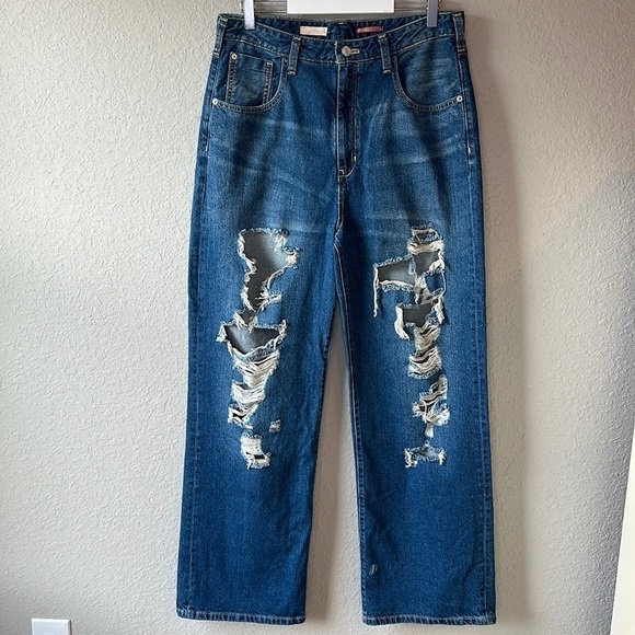 Pilcro The Joey High Rise Straight Leg Distressed Jeans Size 30 - Picture 2 of 16